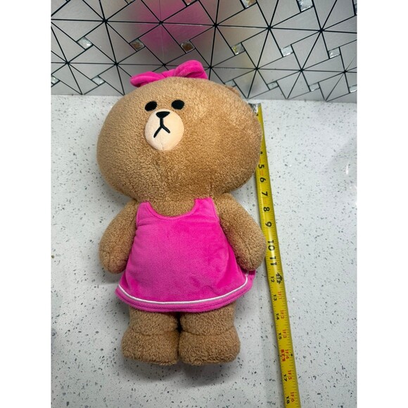 GUND 15” Line Friends Brown Bear Plush Pink Bow & Dress Stuffed Animal - Picture 10 of 10